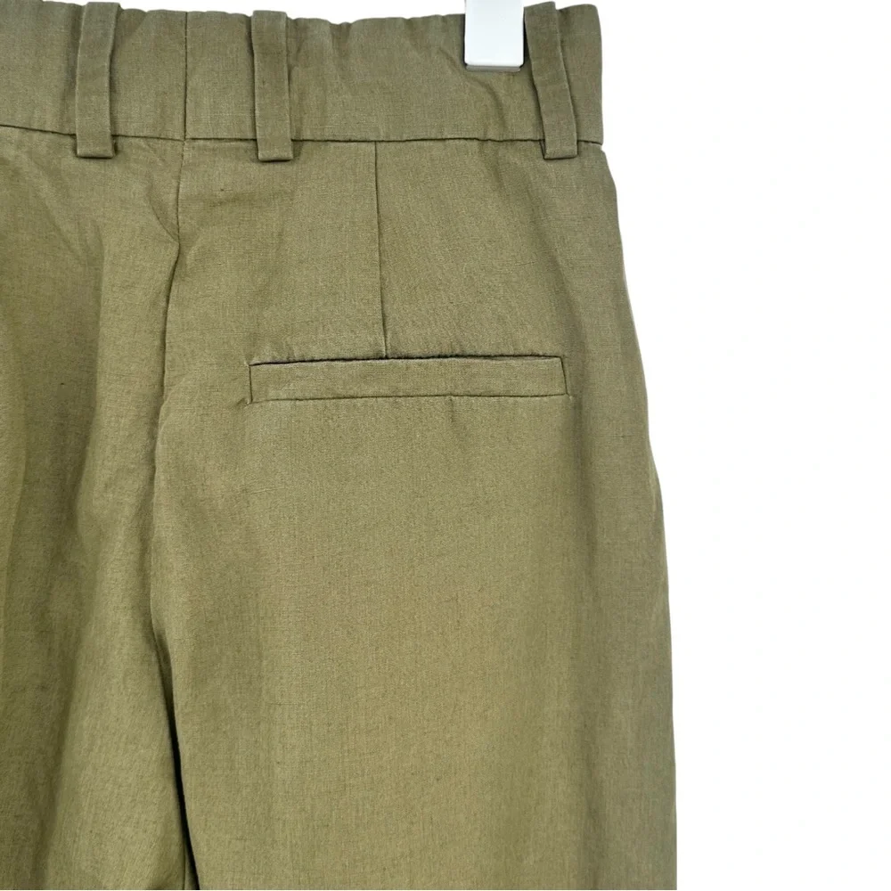 COS Khaki Green High Waisted Wide Leg Relaxed Fit Lyocell Linen Trousers Pants - Picture 9 of 11